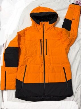 The North Face Men's Orange and Black Ski Jacket with Hood